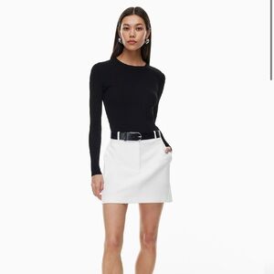 Babaton Ledger White Linen Pencil Mini Skirt